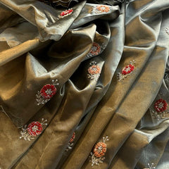 Handloom Zari Tissue Silk Saree with Zardozi, Sequins & Pearl Work