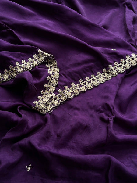 Pure Munga Silk Saree with Zardozi, Sequins, Pearl & Kasab Embellishments