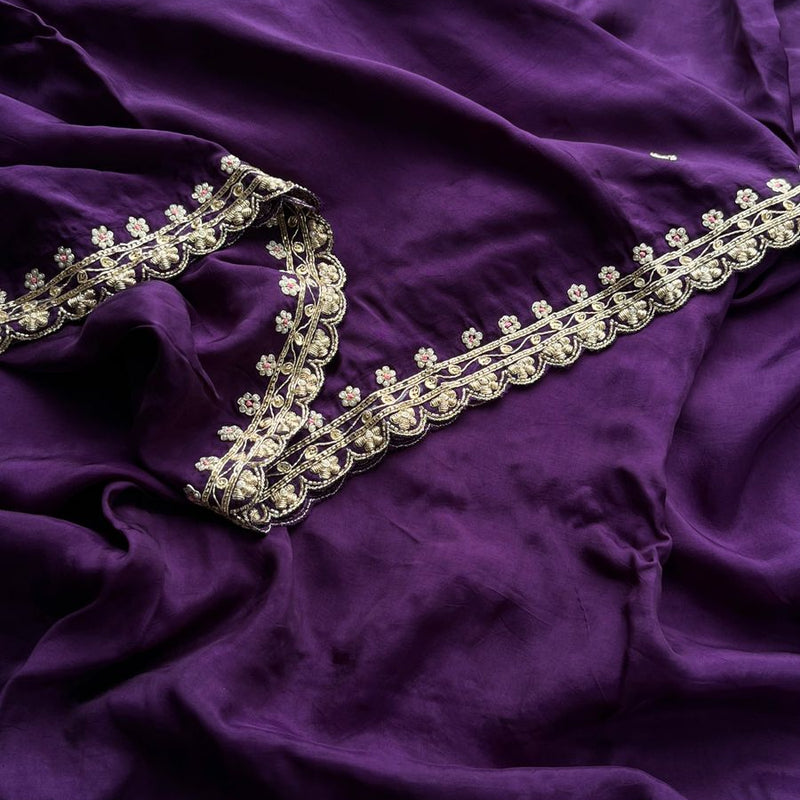 Pure Munga Silk Saree with Zardozi, Sequins, Pearl & Kasab Embellishments