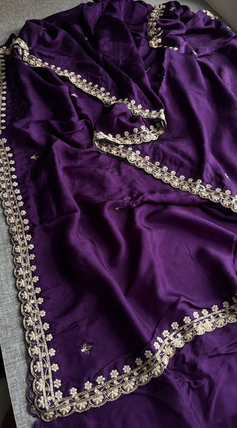Pure Munga Silk Saree with Zardozi, Sequins, Pearl & Kasab Embellishments