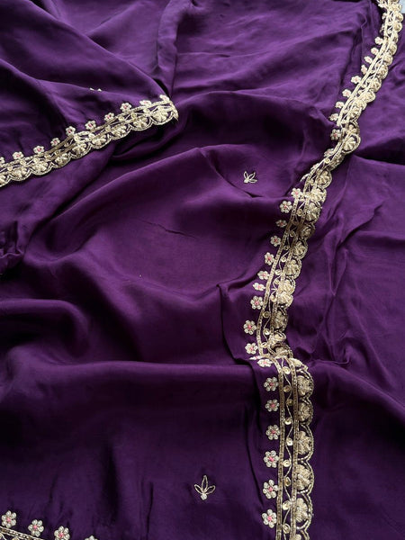 Pure Munga Silk Saree with Zardozi, Sequins, Pearl & Kasab Embellishments