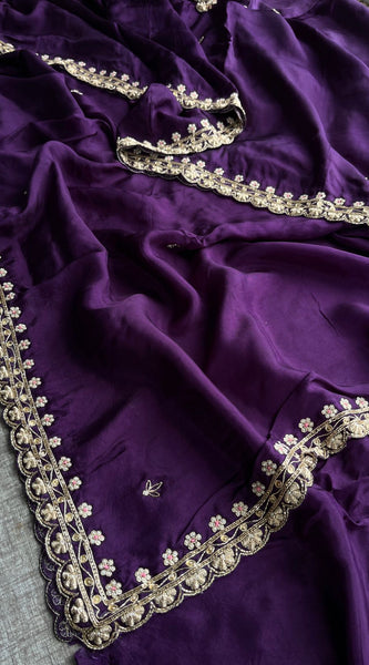 Pure Munga Silk Saree with Zardozi, Sequins, Pearl & Kasab Embellishments