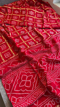 Pure Crepe Silk Saree with Bandhani Banarasi Weaving