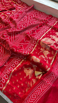 Pure Crepe Silk Saree with Bandhani Banarasi Weaving