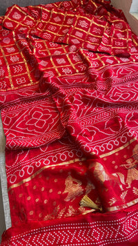 Pure Crepe Silk Saree with Bandhani Banarasi Weaving