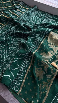 Pure Crepe Silk Saree with Bandhani Banarasi Weaving
