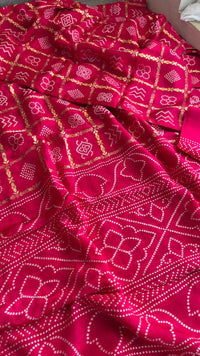 Pure Crepe Silk Saree with Bandhani Banarasi Weaving
