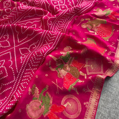 Pure Crepe Silk Saree with Meena Bandhani Banarasi Weaving