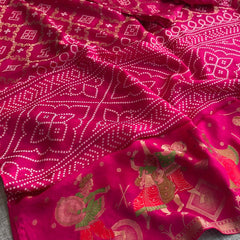 Pure Crepe Silk Saree with Meena Bandhani Banarasi Weaving