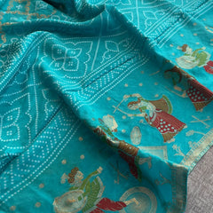 Pure Crepe Silk Saree with Meena Bandhani Banarasi Weaving