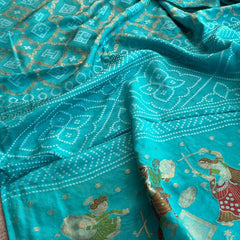 Pure Crepe Silk Saree with Meena Bandhani Banarasi Weaving