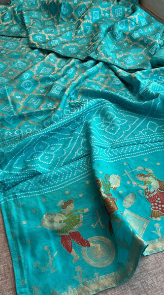 Pure Crepe Silk Saree with Meena Bandhani Banarasi Weaving