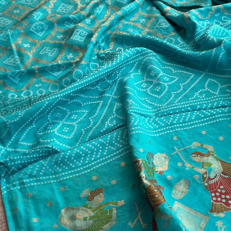 Pure Crepe Silk Saree with Meena Bandhani Banarasi Weaving
