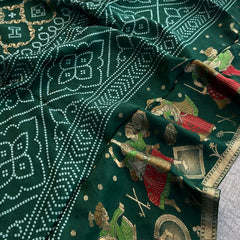 Pure Crepe Silk Saree with Meena Bandhani Banarasi Weaving