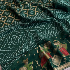Pure Crepe Silk Saree with Meena Bandhani Banarasi Weaving