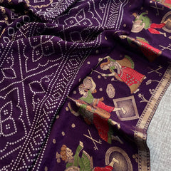 Pure Crepe Silk Saree with Meena Bandhani Banarasi Weaving