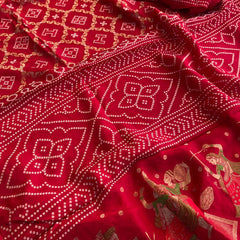 Pure Crepe Silk Saree with Meena Bandhani Banarasi Weaving