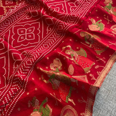 Pure Crepe Silk Saree with Meena Bandhani Banarasi Weaving