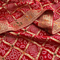 Pure Khaddi Georgette Saree with Bandhani & Meena Banarasi Weaving