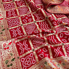 Pure Khaddi Georgette Saree with Bandhani & Meena Banarasi Weaving
