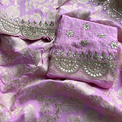 Pure Khaddi Georgette Banarasi Saree with Gotapatti, Zardozi & Pearl Embellishments