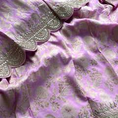 Pure Khaddi Georgette Banarasi Saree with Gotapatti, Zardozi & Pearl Embellishments