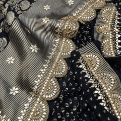 Pure Khaddi Georgette Banarasi Saree with Gotapatti, Zardozi & Pearl Embellishments