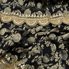 Pure Khaddi Georgette Banarasi Saree with Gotapatti, Zardozi & Pearl Embellishments