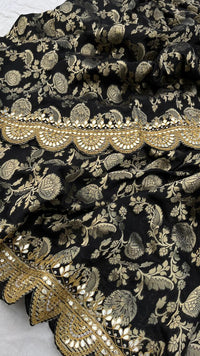Pure Khaddi Georgette Banarasi Saree with Gotapatti, Zardozi &amp; Pearl Embellishments