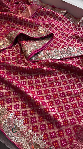 Pure Khaddi Georgette Saree with Gotapatti, Zardozi, Sequins & Pearl Work