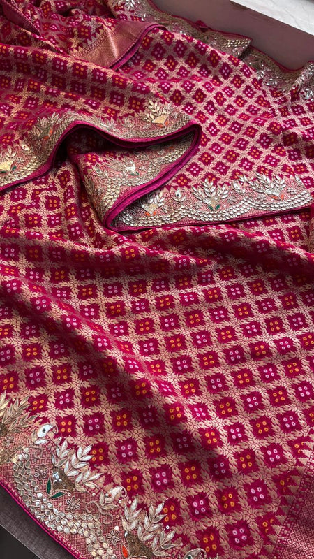 Pure Khaddi Georgette Saree with Gotapatti, Zardozi, Sequins & Pearl Work