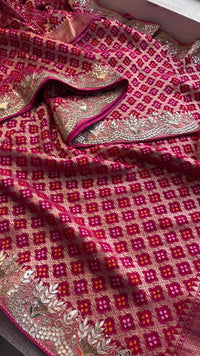 Pure Khaddi Georgette Saree with Gotapatti, Zardozi, Sequins & Pearl Work