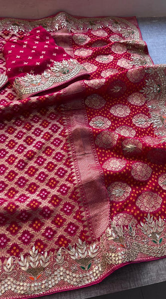 Pure Khaddi Georgette Saree with Gotapatti, Zardozi, Sequins & Pearl Work