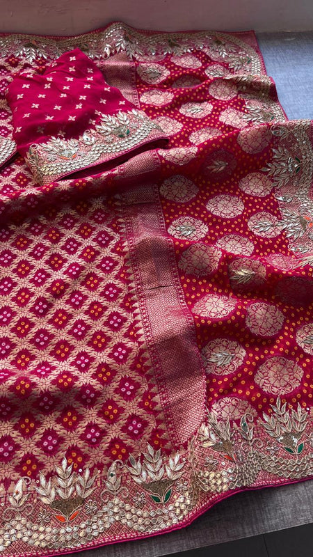 Pure Khaddi Georgette Saree with Gotapatti, Zardozi, Sequins & Pearl Work