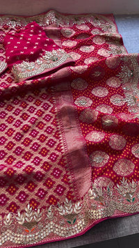 Pure Khaddi Georgette Saree with Gotapatti, Zardozi, Sequins & Pearl Work
