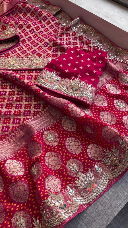 Pure Khaddi Georgette Saree with Gotapatti, Zardozi, Sequins & Pearl Work