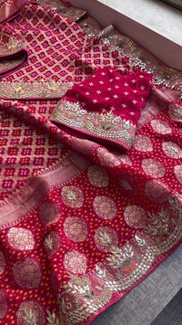 Pure Khaddi Georgette Saree with Gotapatti, Zardozi, Sequins & Pearl Work