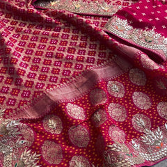 Pure Khaddi Georgette Saree with Gotapatti, Zardozi, Sequins & Pearl Work