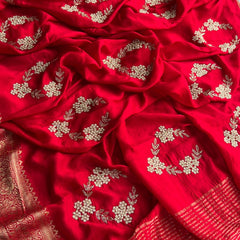 Pure Munga Silk Banarasi Saree with Zardozi, Kutdana & Pearl Work