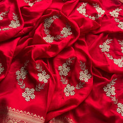 Pure Munga Silk Banarasi Saree with Zardozi, Kutdana & Pearl Work