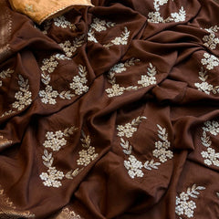 Pure Munga Silk Banarasi Saree with Zardozi, Kutdana & Pearl Work
