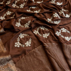 Pure Munga Silk Banarasi Saree with Zardozi, Kutdana & Pearl Work