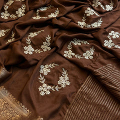 Pure Munga Silk Banarasi Saree with Zardozi, Kutdana & Pearl Work