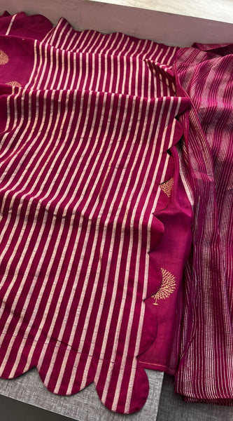 Pure Crepe Silk Saree with Zari Banarasi Weaving