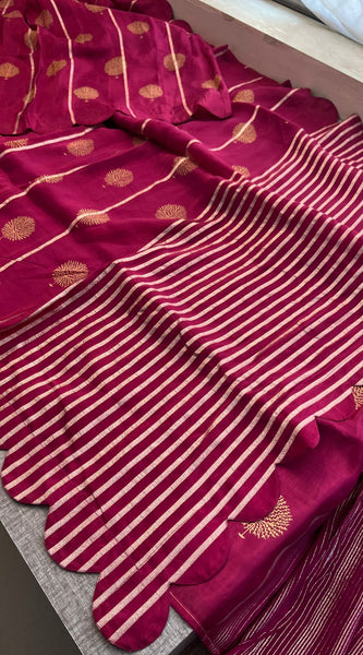 Pure Crepe Silk Saree with Zari Banarasi Weaving