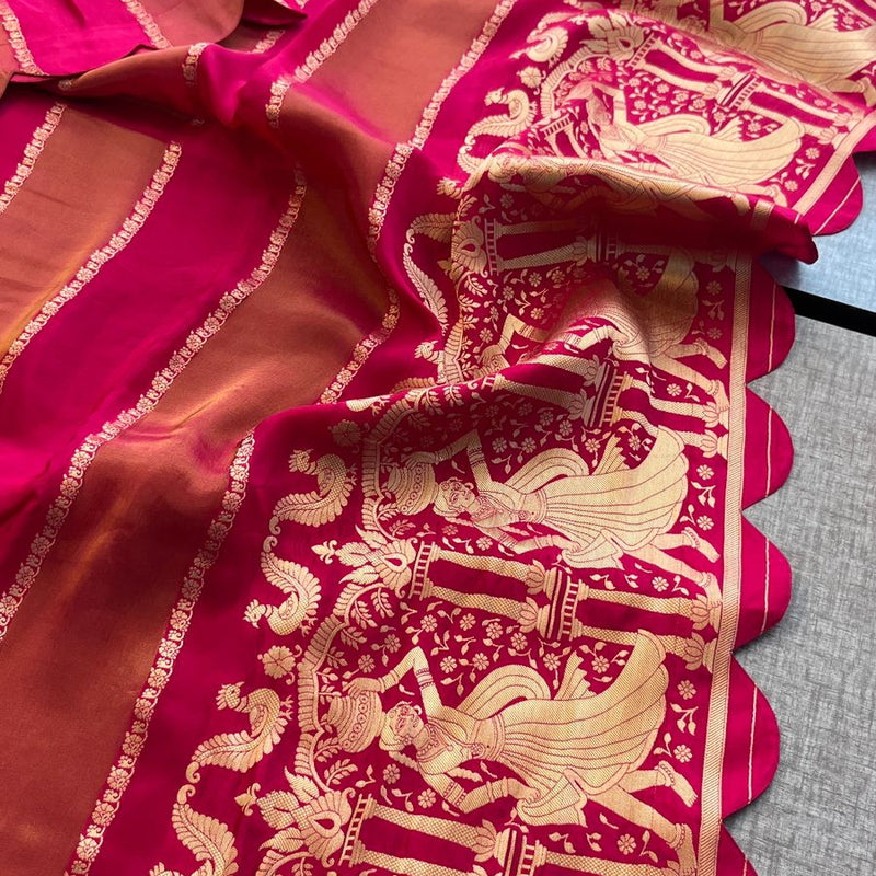 Pure Crepe Silk Saree with Zari Banarasi Weaving