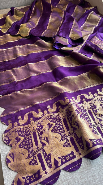 Pure Crepe Silk Saree with Zari Banarasi Weaving