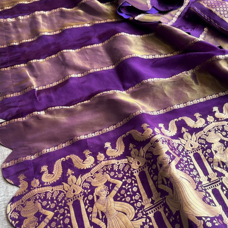 Pure Crepe Silk Saree with Zari Banarasi Weaving