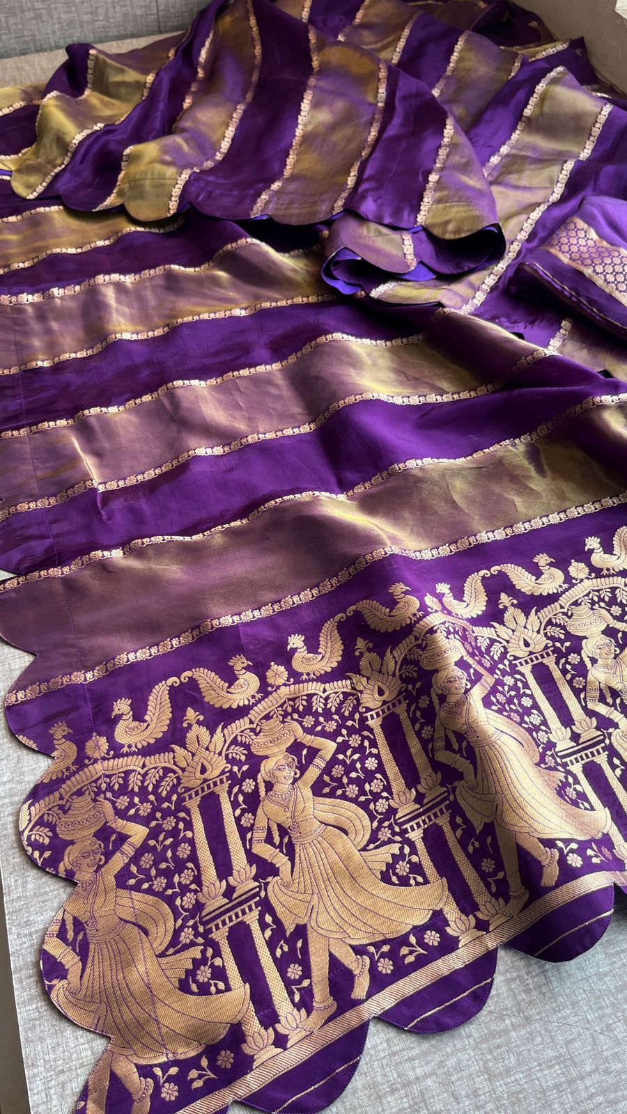Pure Crepe Silk Saree with Zari Banarasi Weaving