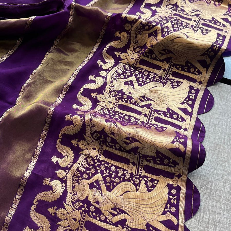 Pure Crepe Silk Saree with Zari Banarasi Weaving